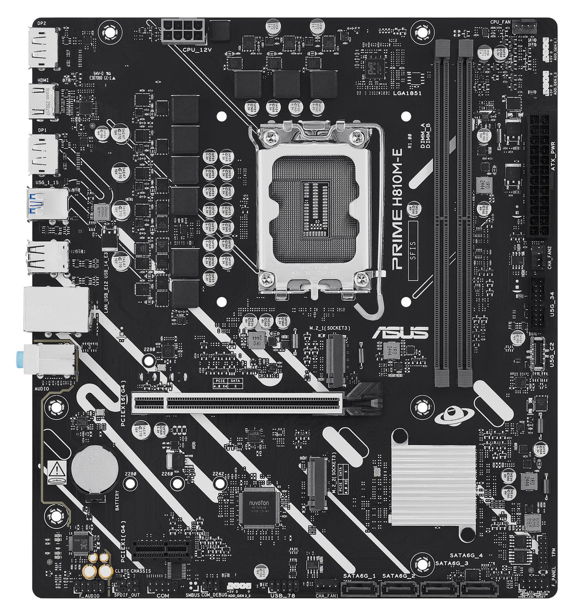 ASUS PRIME H810M-E-CSM, Intel, LGA 1851 (Socket V1), Intel Core Ultra (Series 2), LGA 1851, DDR5-SDRAM, 128 GB