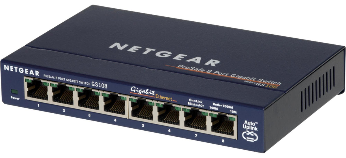NETGEAR GS108GE, Unmanaged, Gigabit Ethernet (10/100/1000), Vollduplex