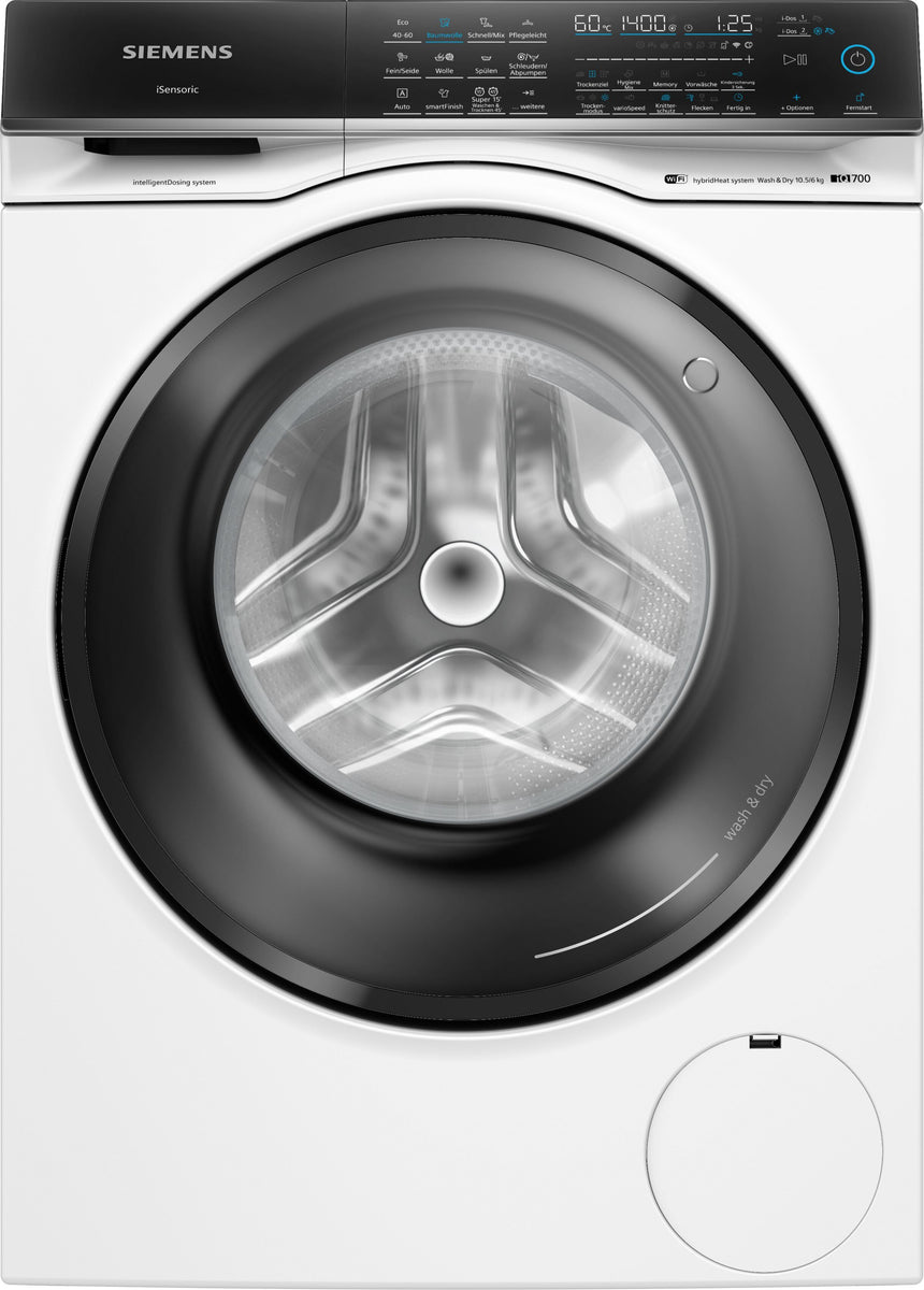 Siemens iQ700 WN54C2A40, Frontlader, Freistehend, Weiß, Links, Schwarz, Berührung