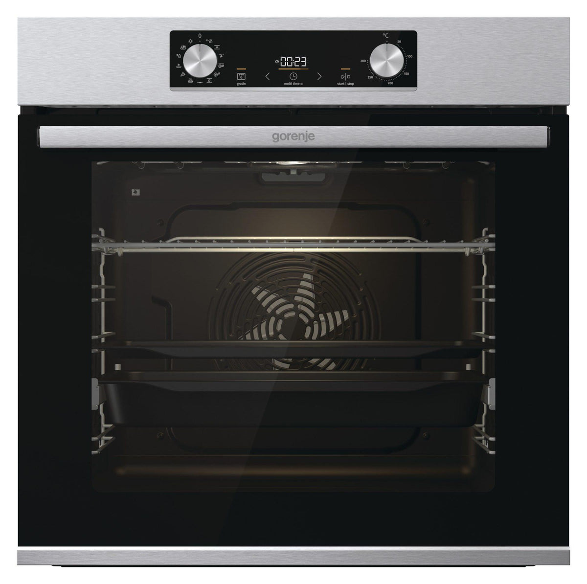 Gorenje BPS6737E14X Einbau-Backofen Multifunktion, 77 Liter,Pyroclean Selbstreinigung, Airfry, Pizza-Funktion, Auftaufuktion, Edelstahl