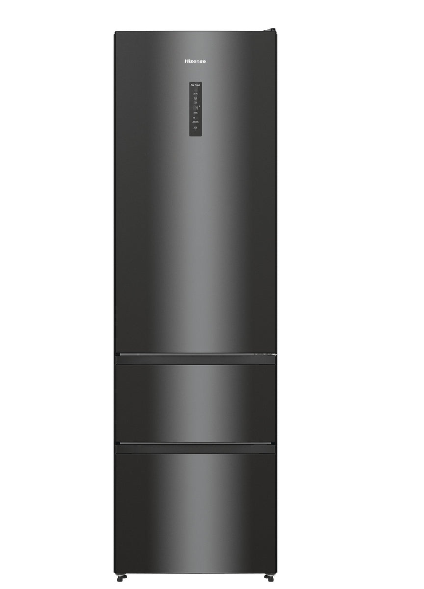 Hisense RM469N4AFD1 Kühl-Gefrierkombination, freistehend, NoFrost, 368 Liter, 229 L Kühlen, 113 L Gefrieren, XtremeFreeze, Smart Fresh, Metal Cooling, CrispZone, schwarz Inox