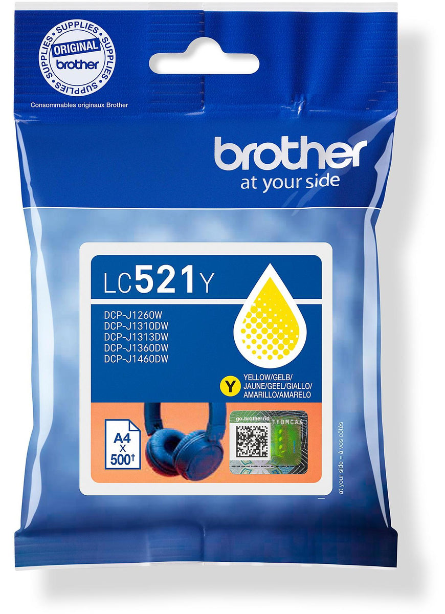 Brother LC521Y, Gelb, 1 Stück(e), 500 Seiten, Einzelpackung