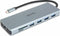 DICOTA D32065, USB 3.2 Gen 1 (3.1 Gen 1) Type-C, 3.5mm, DisplayPort, HDMI, RJ-45, USB 3.2 Gen 1 (3.1 Gen 1) Type-A, USB 4 Type-A, USB Typ-C, MicroSD (TransFlash), SD, Silber, Aluminium, 100 W