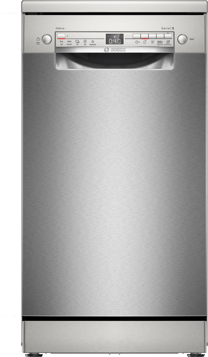 Bosch Serie 2 SPS2HMI42E, Freistehend, Single (45 cm breit), Edelstahl, Edelstahl, 10 Maßgedecke, C