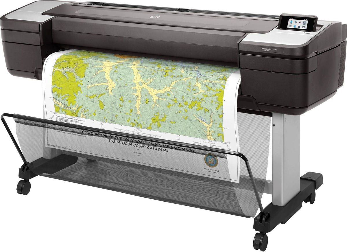 HP Designjet T1700 44-Zoll-PostScript-Drucker, Thermal Inkjet, 2400 x 1200 DPI, PostScript 3, PDF 1.7, HP-GL/2, TIFF, JPEG, CALS G4, URF, Cyan, Foto schwarz, Mattschwarz, Magenta, Gelb, 2400 x 1200 DPI, 116 pph