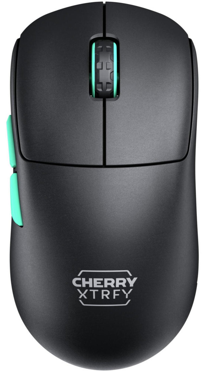 CHERRY XTRFY M68 Wireless, rechts, RF Wireless, 26000 DPI, Schwarz, Türkis
