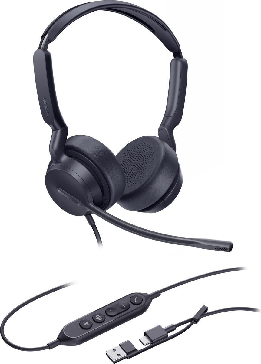 Yealink Dual-Teams-Headset mit USB-C/A-Anschluss, Kabelgebunden, Anrufe/Musik, 20 - 20000 Hz, 160 g, Kopfhörer, Schwarz