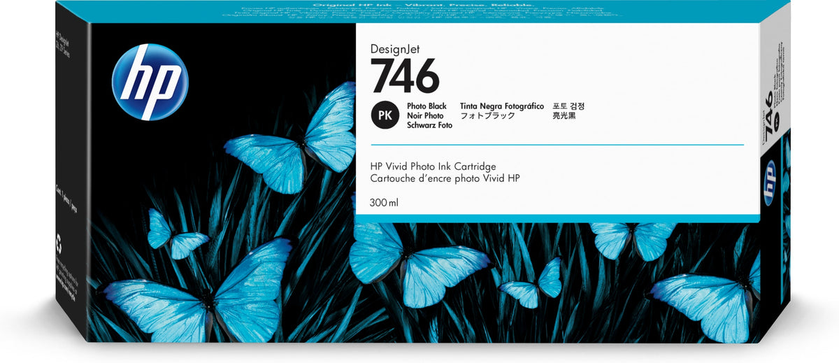 HP 746 Fotoschwarz DesignJet Tintenpatrone, 300 ml, HP DesignJet Z6 Druckerserie, HP DesignJet Z9 Druckerserie, Thermal Inkjet, Schwarz, P2V82A, Business, Singapur