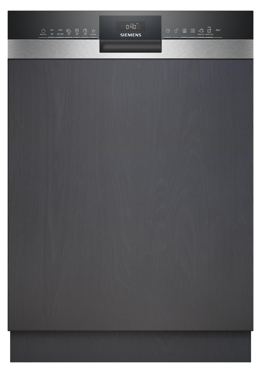Siemens iQ300 SN53ES02CE, Halb integriert, Standardgröße (60 cm), Schwarz, Edelstahl, Schwarz, Edelstahl, Tasten, TFT