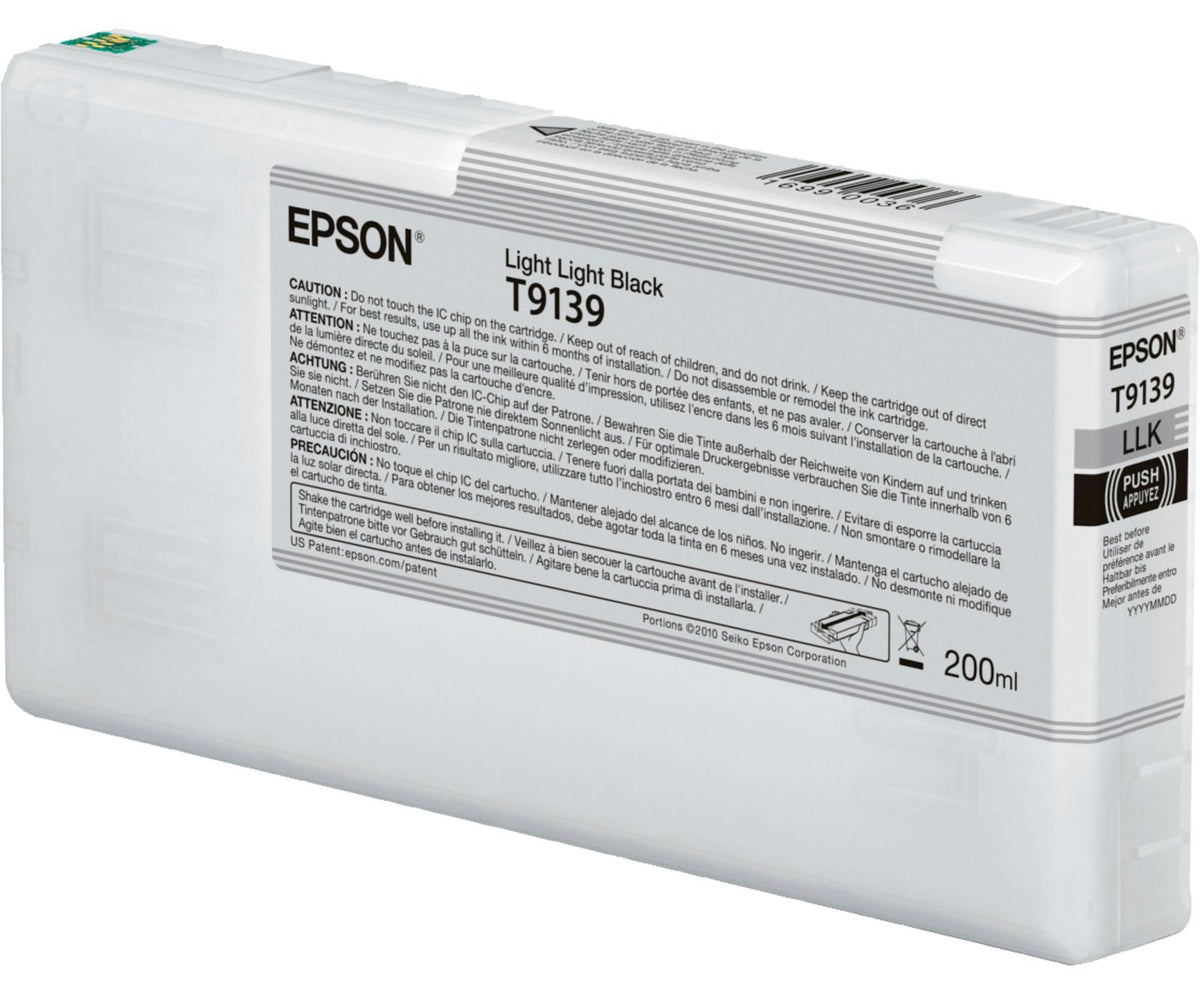 Epson T9139 Light Light Black Ink Cartridge (200ml), Standardertrag, Schwarz, Tinte auf Pigmentbasis, 200 ml, 1 Stück(e), Einzelpackung