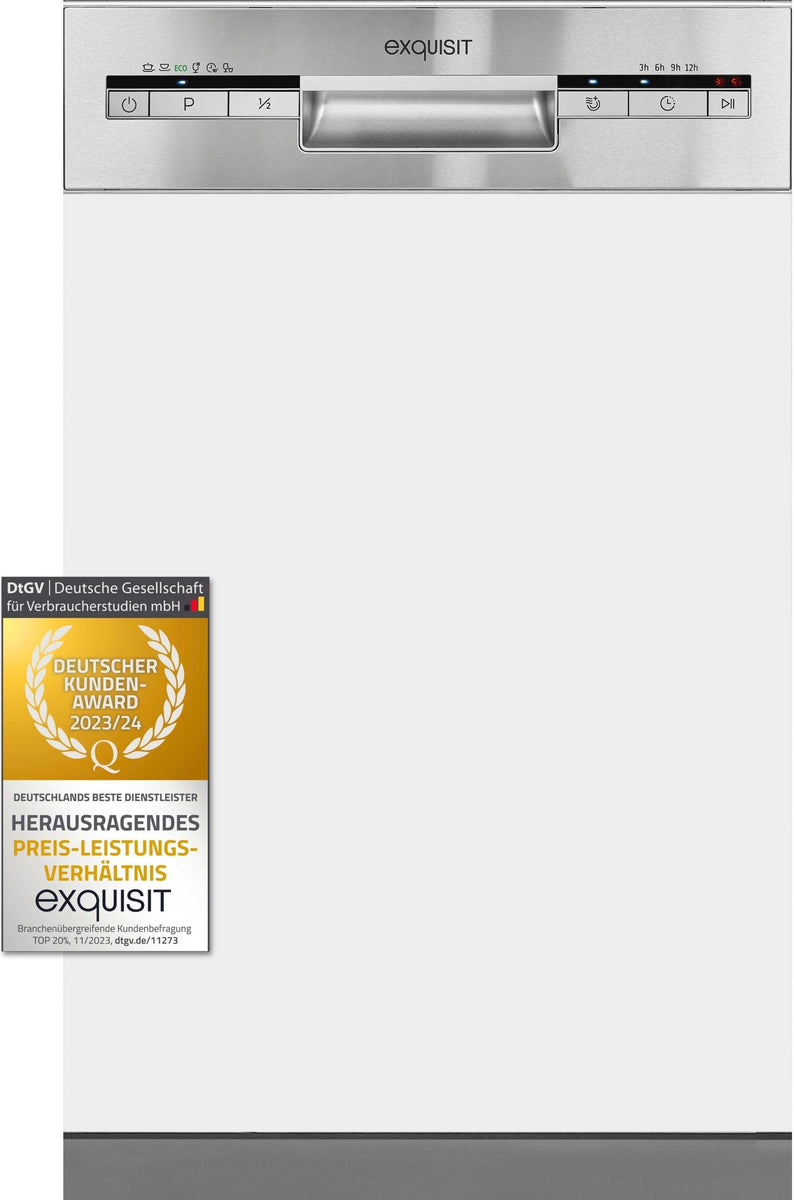 Exquisit Einbaugeschirrspüler EGSP1009-EB-030E inox | teilintegriert | 9 Maßgedecke | 9 Liter