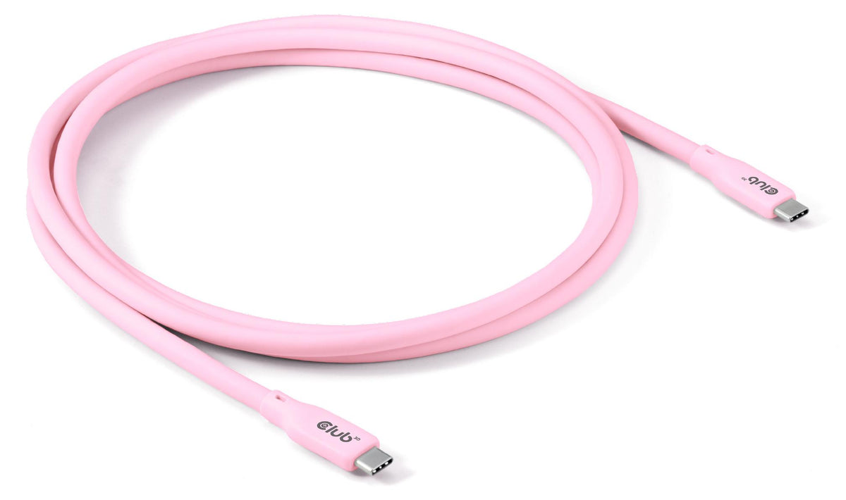 CLUB3D USB C Kabel Pink, 2 m, USB C, USB C, USB4 Gen 2x2, 20 Gbit/s, Pink