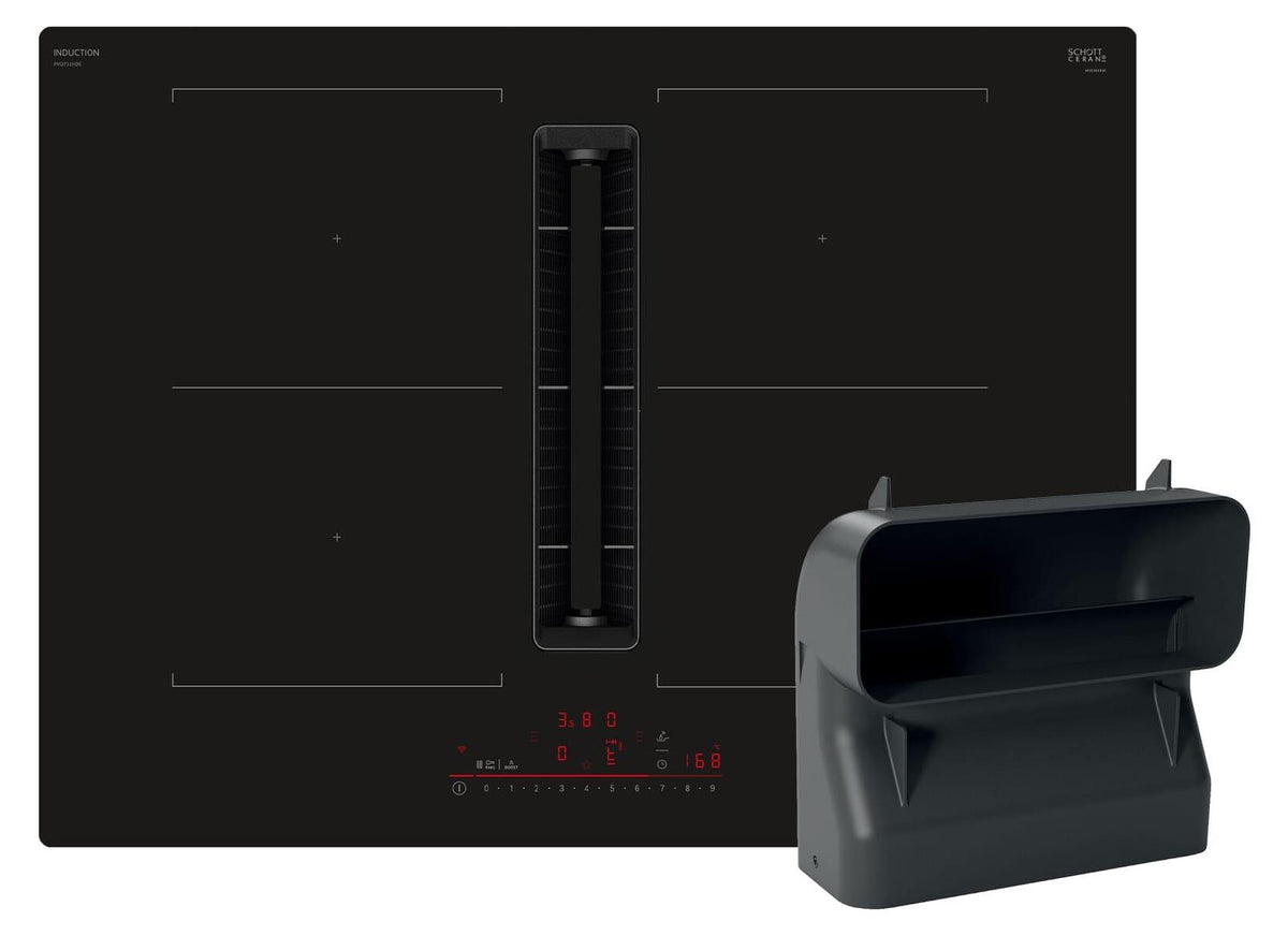 Bosch Serie 6 HEZ9VDSB4 + PVQ711H26E, Schwarz, Integriert, 70 cm, Zonen-Induktionskochfeld, Keramik, 4 Zone(n)