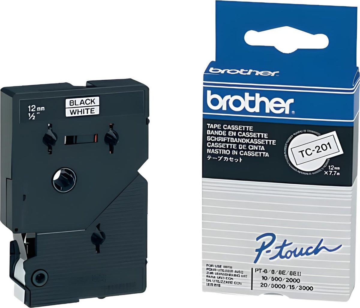 Brother TC-201, Schwarz auf weiss, TC, Japan, 5 Jahr(e), Brother, PT2000, PT3000, PT500, PT5000, PT8E