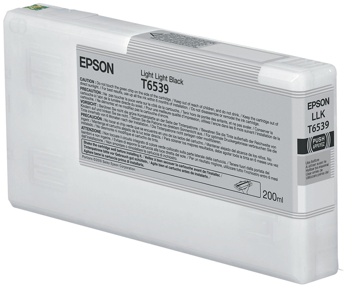 Epson T6539 Light Light Black-Tintenpatrone (200 ml), Standardertrag, Schwarz, Tinte auf Pigmentbasis, 200 ml, 1 Stück(e), Einzelpackung