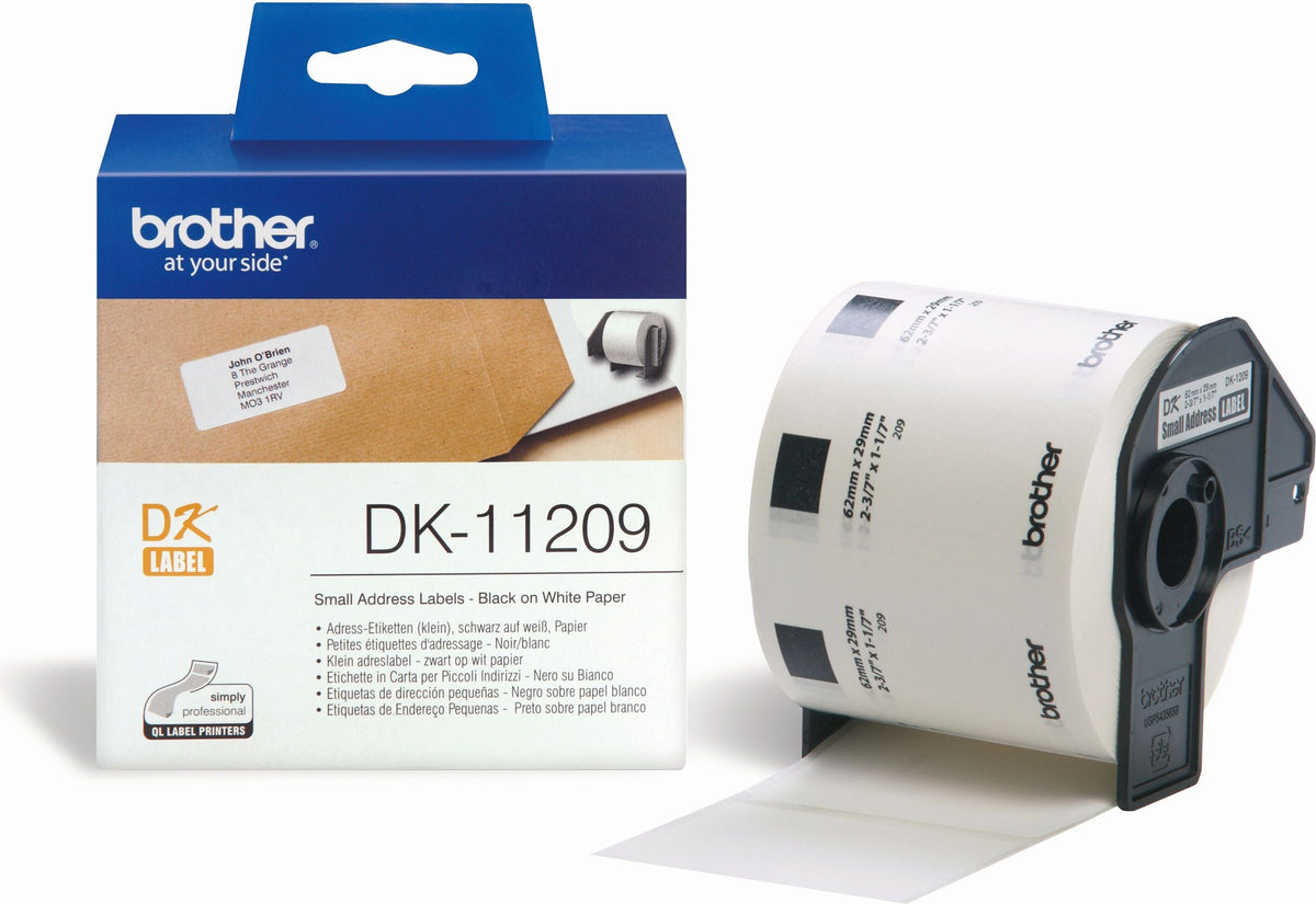 Brother DK-11209, Schwarz auf weiss, 800 Stück(e), DK, Weiß, Thermodirekt, China