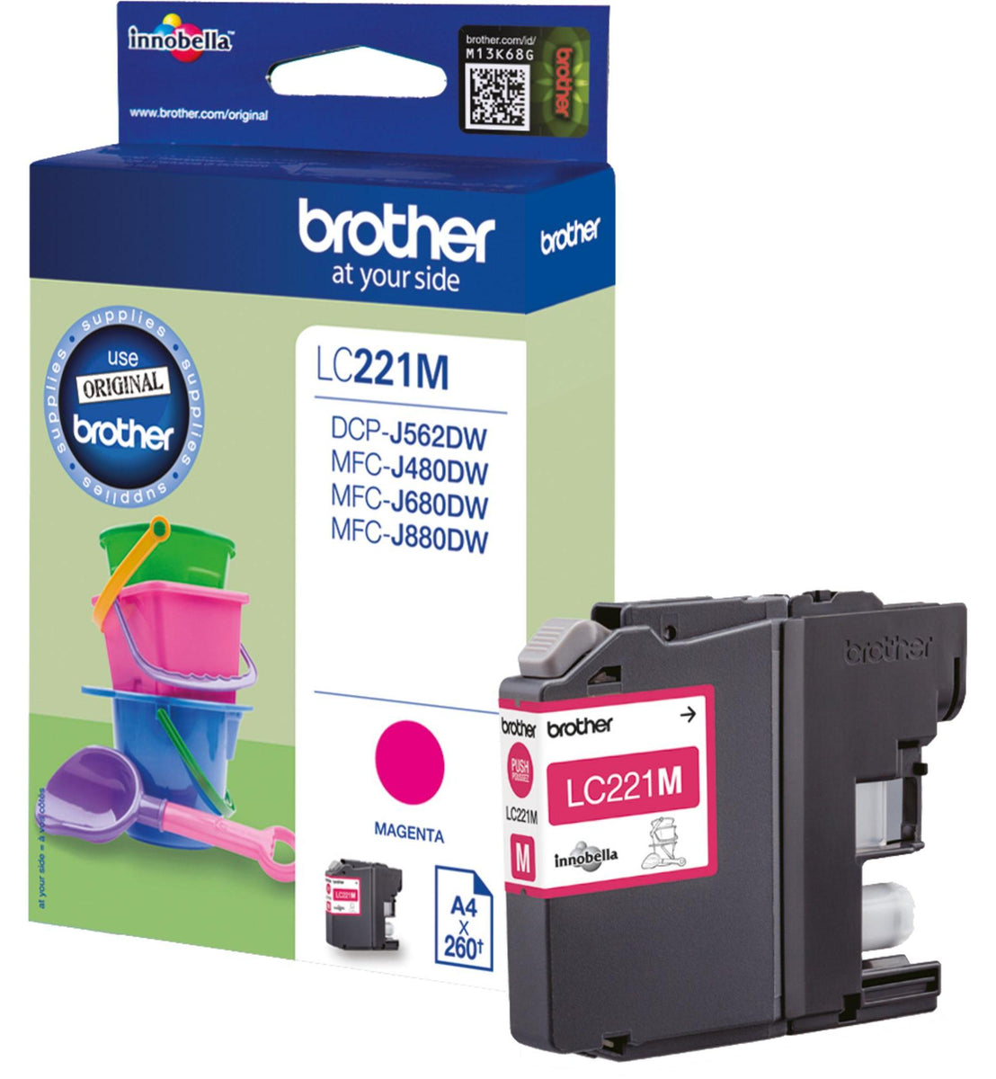 Brother LC221M, Magenta, Tinte auf Pigmentbasis, 1 Stück(e), 260 Seiten, Einzelpackung