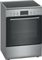 Bosch Serie 4 HKR39C250, Freistehender Herd, Schwarz, Grau, Drehregler, Berührung, Chrom, Vorderseite, 1,2 m