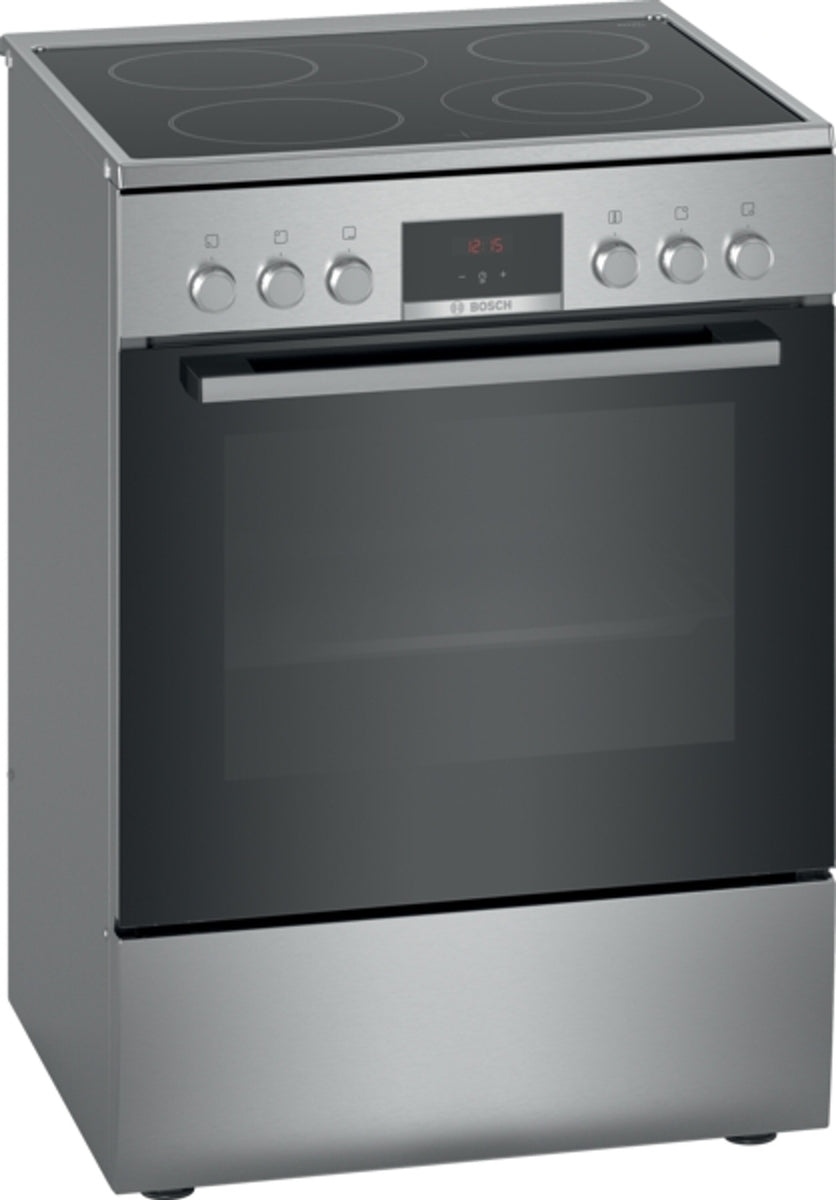 Bosch Serie 4 HKR39C250, Freistehender Herd, Schwarz, Grau, Drehregler, Berührung, Chrom, Vorderseite, 1,2 m