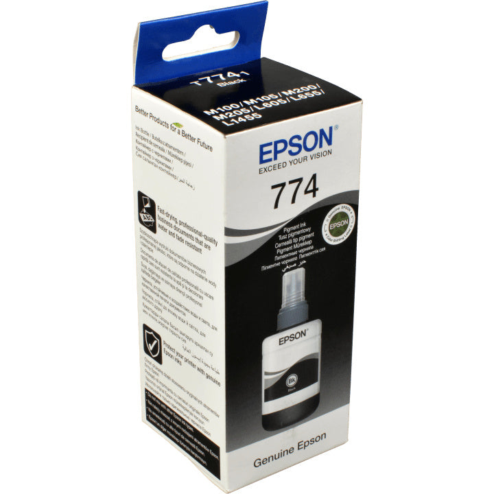 Epson 774 EcoTank-Tintenflasche in Pigmentschwarz, Schwarz, Epson, EcoTank ET-4550 EcoTank ET-3600 EcoTank ET-16500, 140 ml, Schwarz, 140 ml