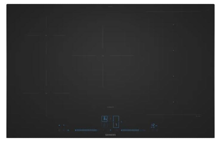 Siemens iQ700 EX87BNVV6E, Schwarz, Integriert, 80 cm, Zonen-Induktionskochfeld, Glaskeramik, 5 Zone(n)