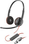 HP Poly Blackwire 3220 USB-C Stereo-Headset + USB-C/A-Adapter, Kabelgebunden, Business/Everyday, 119 g, Kopfhörer, Schwarz