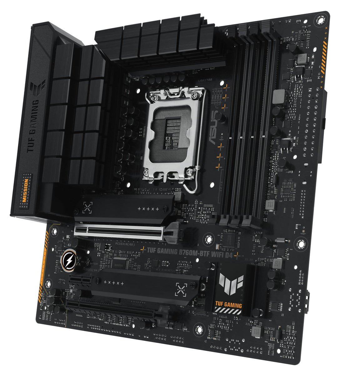 ASUS TUF GAMING B760M-BTF WIFI D4, Intel, LGA 1700, Intel® Celeron®, Intel® Core™ i3, Intel® Core™ i5, Intel® Core™ i7, Intel® Core™ i9,..., LGA 1700, DDR4-SDRAM, 128 GB