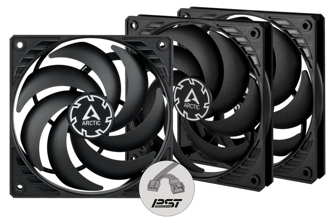 ARCTIC P12 Slim PWM PST 120 mm PWM Lüfter optimiert für statischen Druck mit integriertem Y-Kabel, Ventilator, 12 cm, 300 RPM, 2100 RPM, 0,3 Sone, 71,53 m³/h