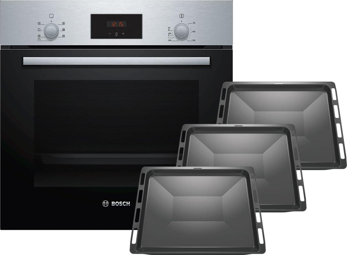 Bosch HBF133BR0Z3 Set Backofen HBF133BR0 Edelstahl + 3 zusätzliche Backbleche HEZ431002
