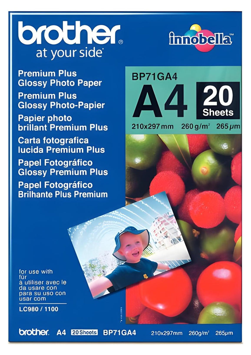 Brother BP71GA4 Premium Plus Glossy Photo Paper, 297 x 210 mm