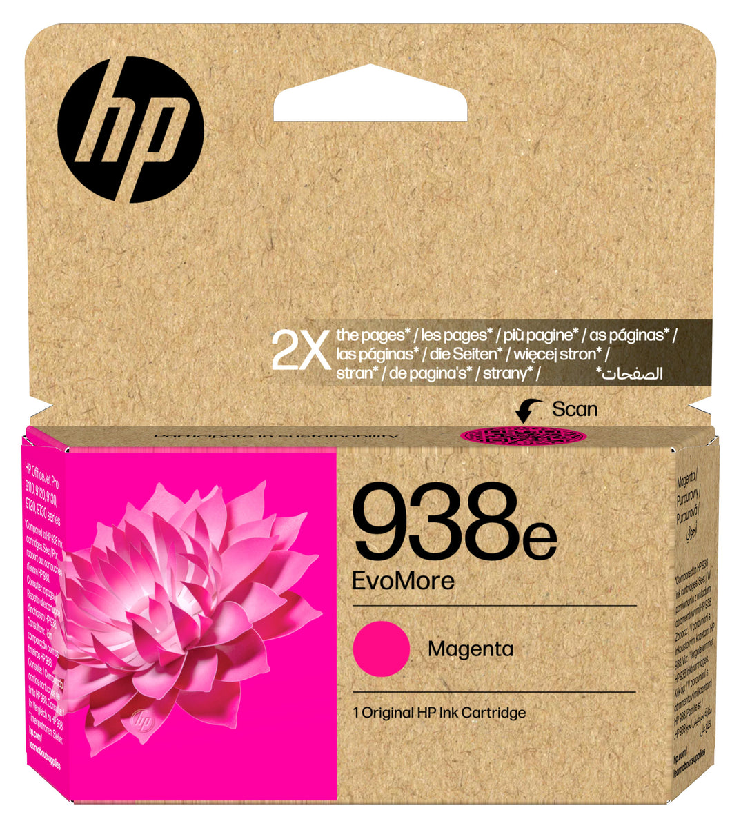 HP 938e EvoMore Cyan Original Druckerpatrone, Hohe (XL-) Ausbeute, Cyan, 1 Stück(e), 1650 Seiten, Einzelpackung