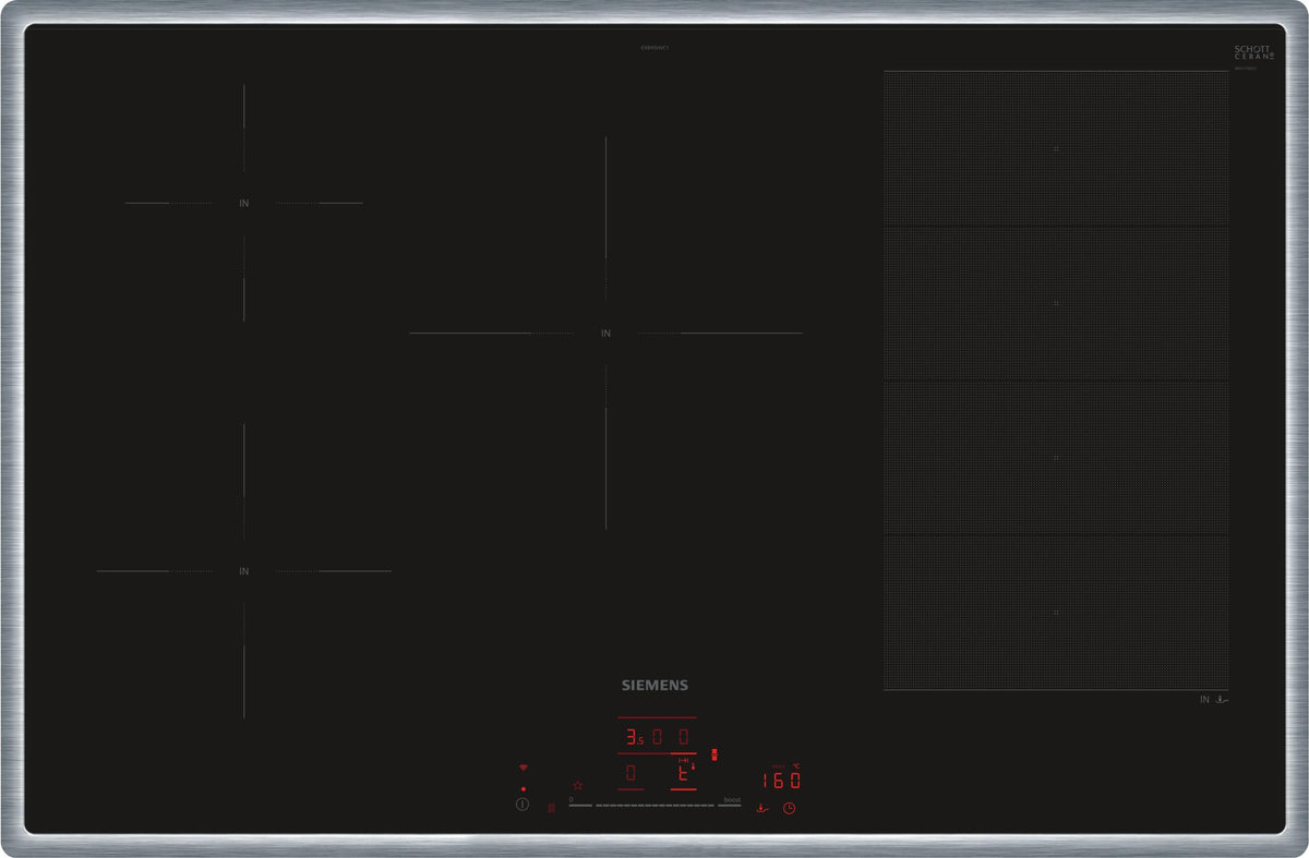 Siemens iQ700 EX845HVC1E, Schwarz, Integriert, 80 cm, 5 Zone(n), 5 Zone(n), Regelmäßig