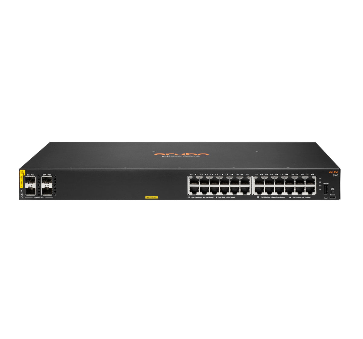 HP Enterprise ARUBA 6100 24G CL4 4SFP+ Managed L3, Gigabit Ethernet PoE 370W, JL677A