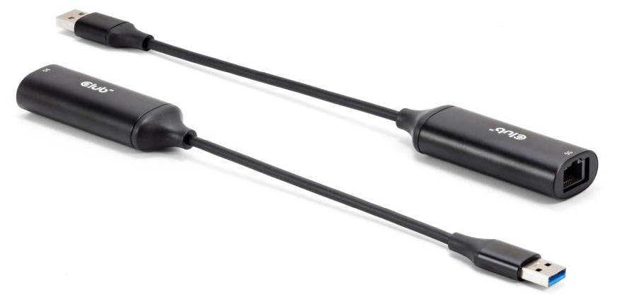CLUB3D CAC-1421, USB Type-A, RJ45, 0,245 m, Schwarz
