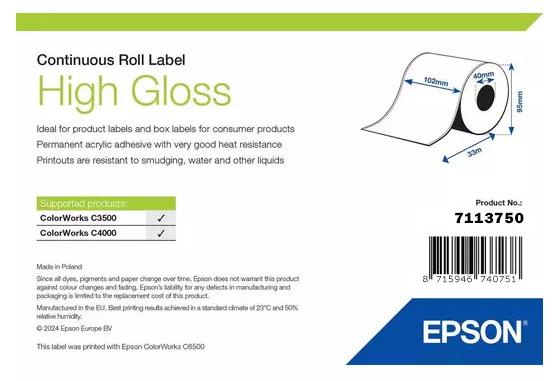 Epson High Gloss Label, Selbstklebendes Druckeretikett, Etikettenrolle, Rolle, Tintenstrahl, Acryl, Permanent