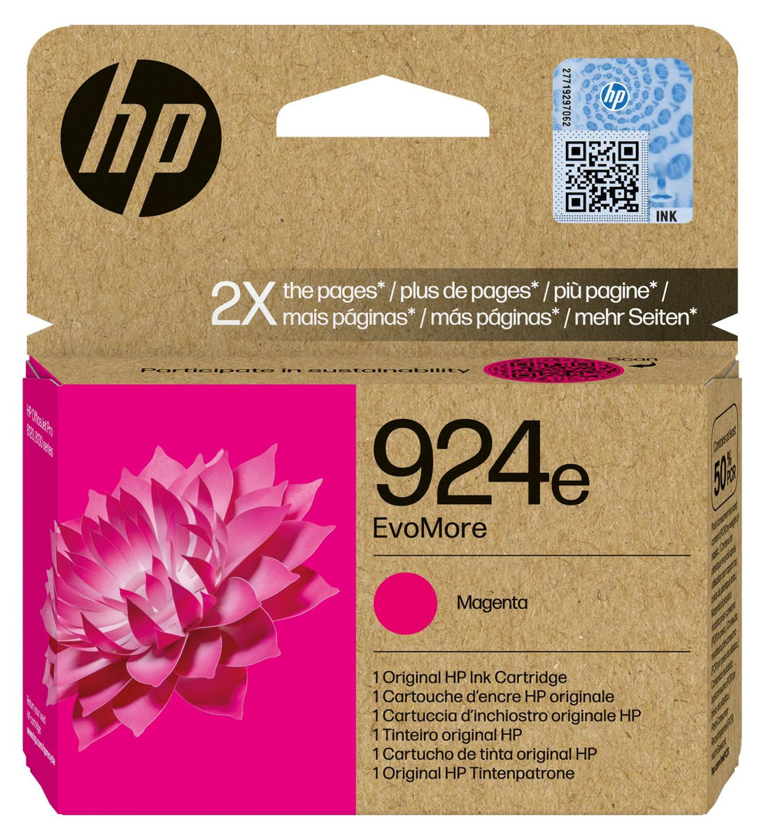 HP 924e EvoMore Magenta Original Druckerpatrone, Hohe (XL-) Ausbeute, Magenta, 1 Stück(e), 800 Seiten, Einzelpackung