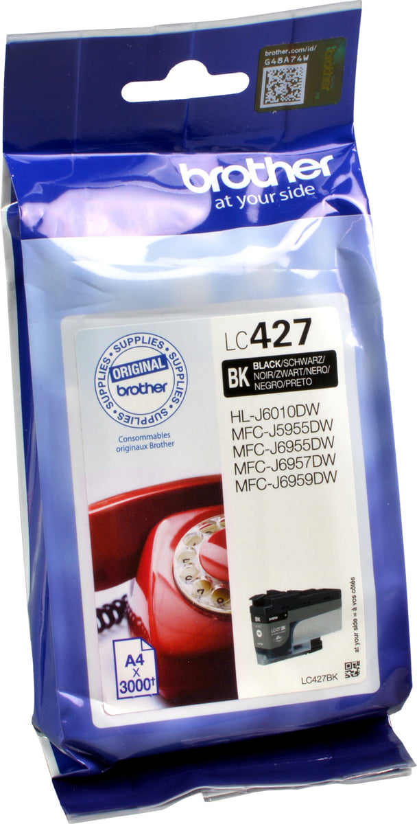 Brother LC-427BK, Standardertrag, Schwarz, Tinte auf Pigmentbasis, 1 Stück(e), 3000 Seiten, Einzelpackung