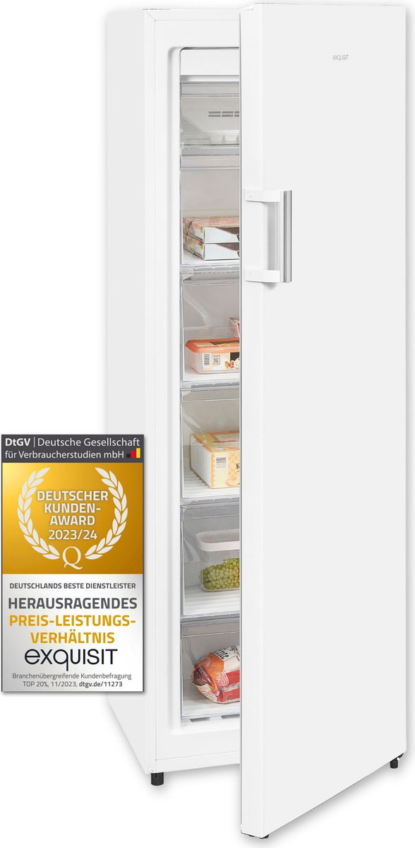 Exquisit Gefrierschrank GS271-NF-H-010E weiss | Standgerät | 194 l Volumen | Weiß