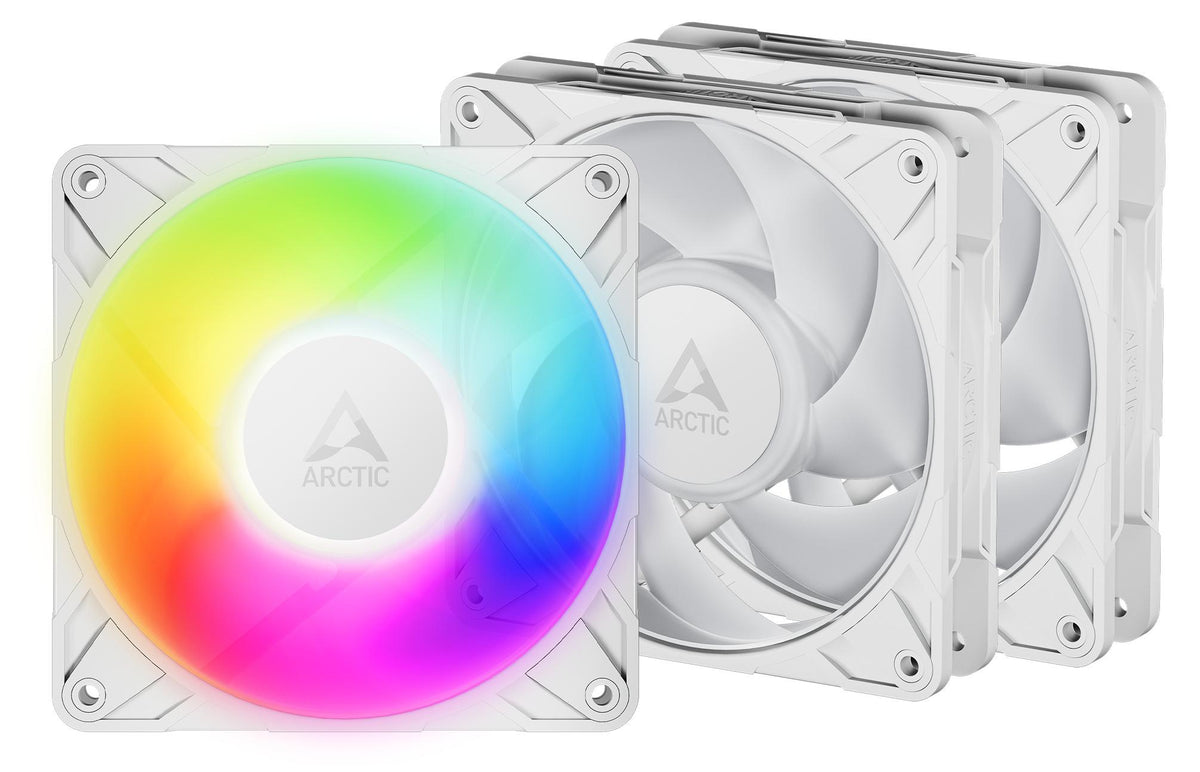 ARCTIC Freezer P12 Pro A-RGB (White) - 3 Pack 120 mm A-RGB PWM-Lüfter mit Kabelsplitter, Ventilator, 12 cm, 131 m³/h, Weiß