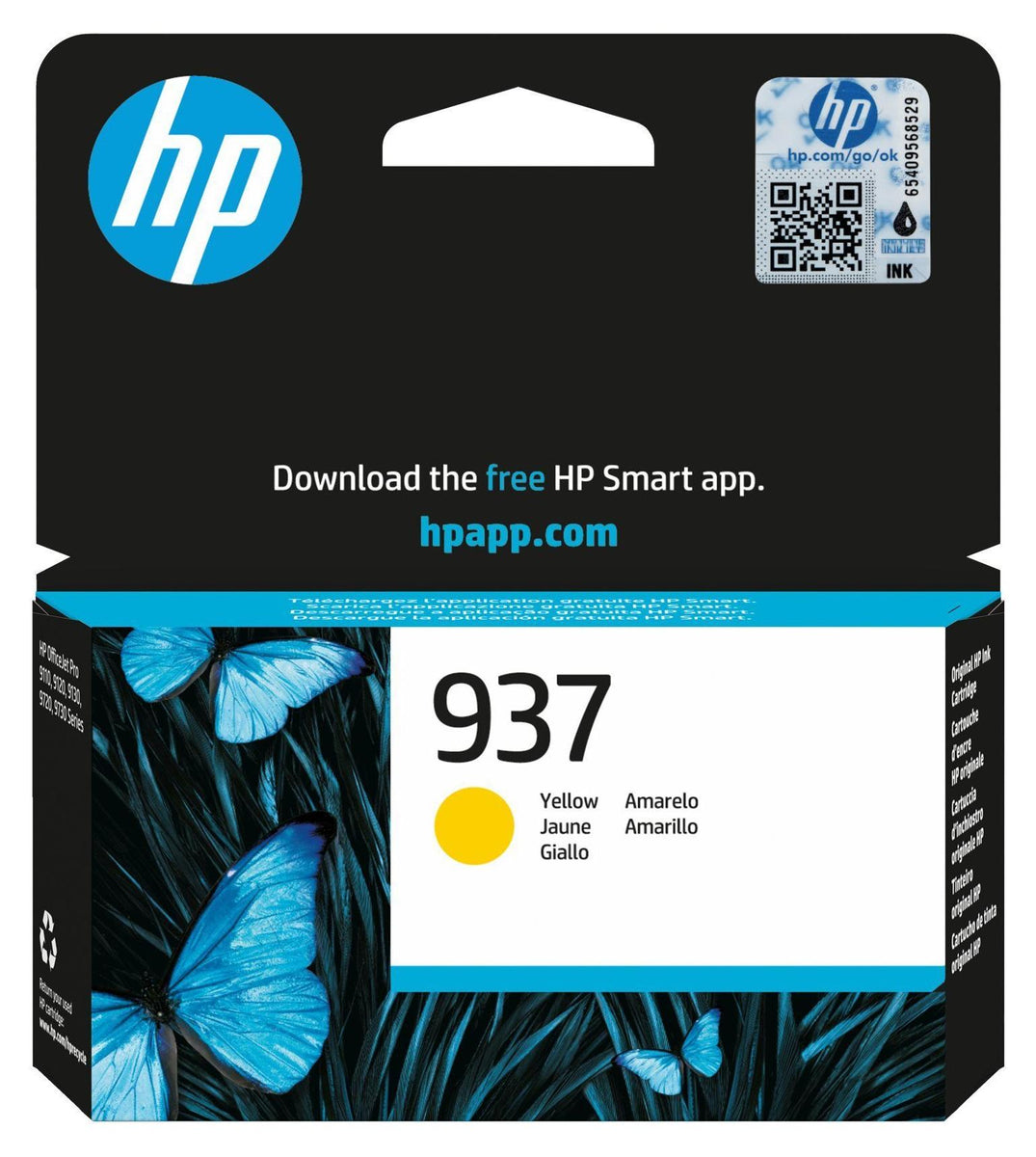 HP 937 Gelb Original Druckerpatrone, Standardertrag, Gelb, 1 Stück(e), 800 Seiten, Einzelpackung