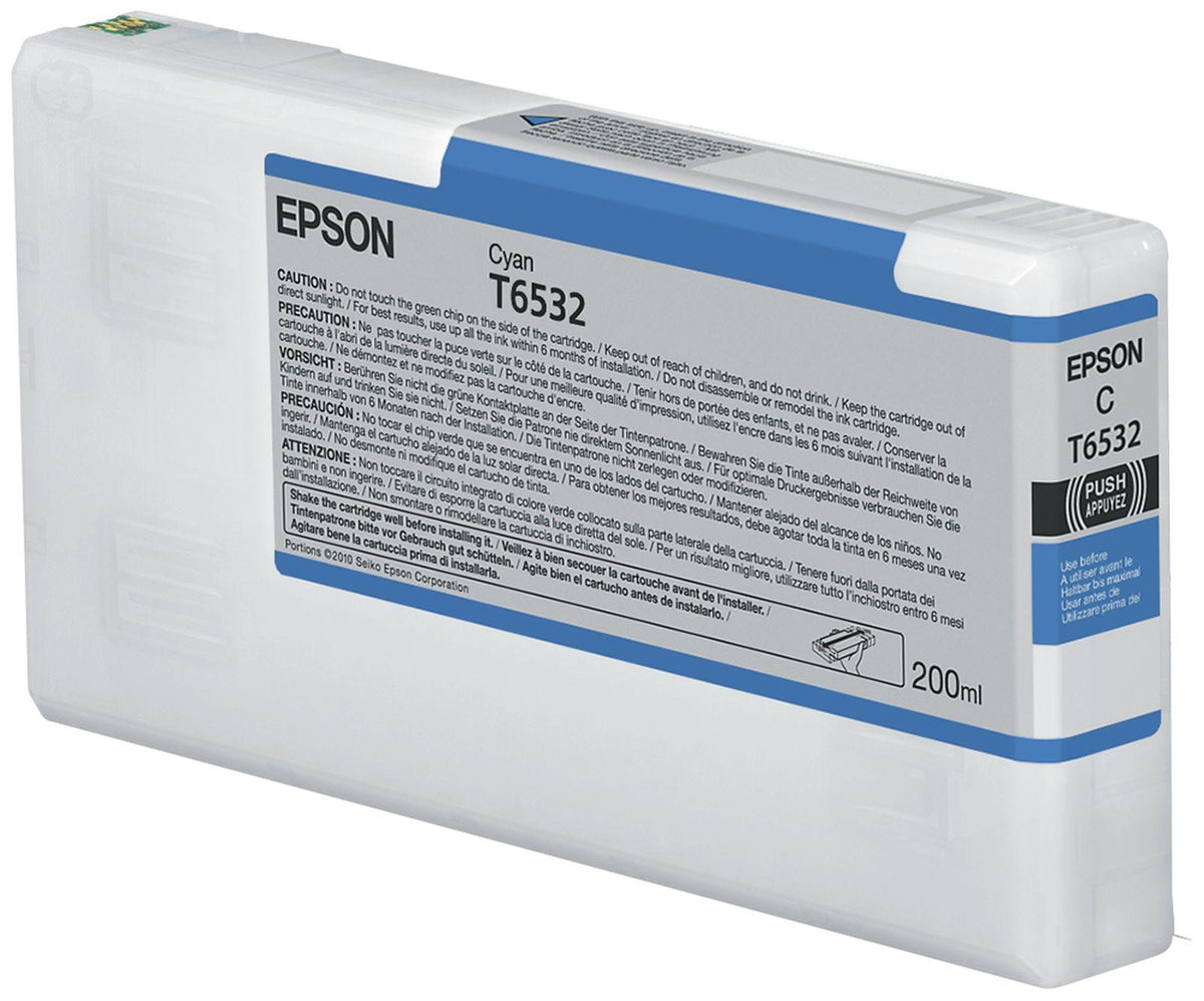Epson T6532 Cyan-Tintenpatrone (200 ml), Standardertrag, Cyan, 200 ml, 1 Stück(e), Einzelpackung