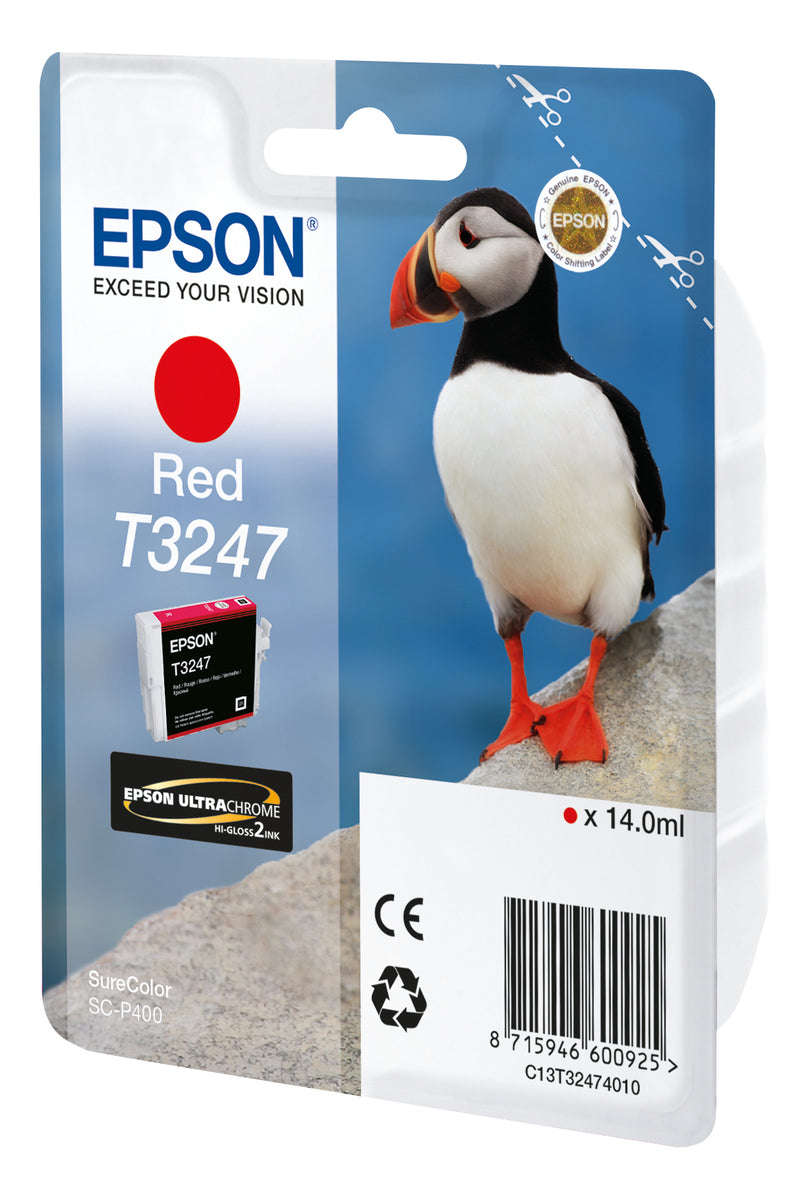 Epson T3247 Red, Standardertrag, Rot, Tinte auf Pigmentbasis, 14 ml, 1 Stück(e), Einzelpackung