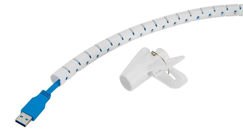 Neomounts ADS06-140WH Kabelspirale - für 1-3 Kabel - universal, Kabelmuffe, Tisch/Bank, Kunststoff, Weiß