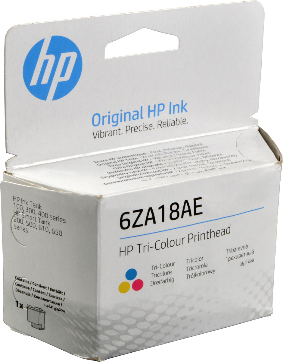 HP 6ZA18AE Dreifarbig Druckkopf, HP GT Druckköpfe funktionieren in Kombination mit: HP Smart Tank 455, 457, 5002, 5100, 555, 559,..., Thermal Inkjet, Cyan, Magenta, Gelb, Malaysia, 113 mm, 37 mm