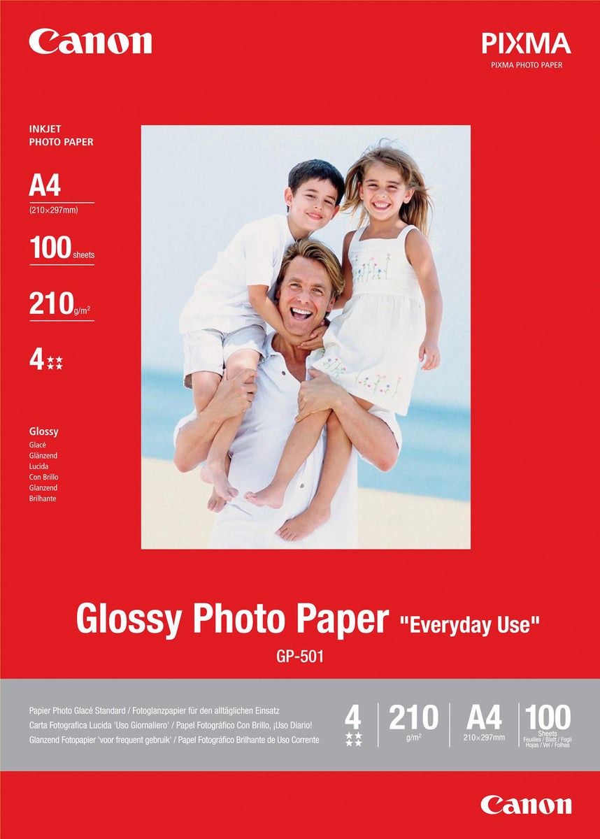Canon GP-501 glänzendes Fotopapier A4 – 100 Blatt, Glanz, 200 g/m², A4, 100 Blätter, 210 x 297 mm