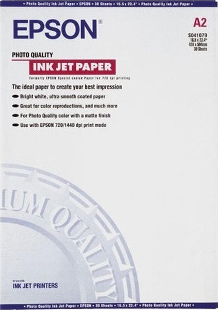 Epson Photo Quality Ink Jet Paper, DIN A2, 102 g/m2, 30 Blatt, Matt, 102 g/m², Tintenstrahl, A2, Weiß, Paper