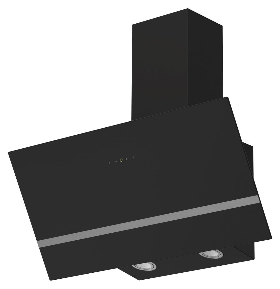 Dunstabzugshaube 80 cm kopffreie Schräghaube Wandhaube Glas Schwarz LED Respekta