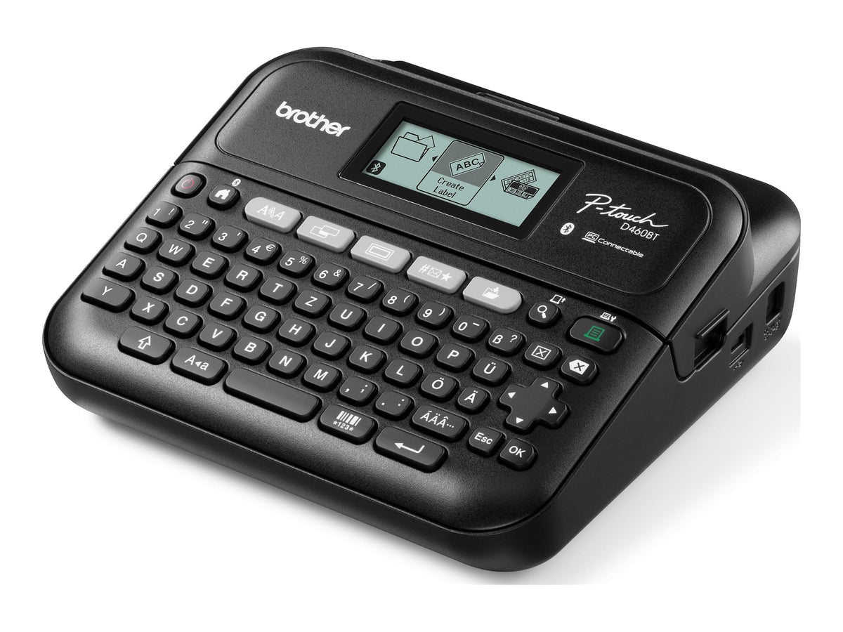 Brother PT-D460BTVP - Beschriftungsgerät mit USB- und Bluetooth-Schnittstelle, QWERTY, TZe, Wärmeübertragung, 180 x 180 DPI, 30 mm/sek, Verkabelt & Kabellos