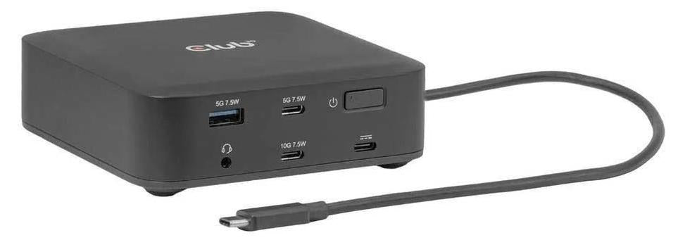 CLUB3D CSV-2542 12-1 USB-C® Quad DisplayLink Dockingstation 2x DisplayPort™ 8K60Hz + 2x HDMI™ 4K60Hz PD3.0 100 W Ethernet 2.5G, Andocken, USB 3.2 Gen 2 (3.1 Gen 2) Type-C, 100 W, 3,5 mm, 10,100,1000,2500 Mbit/s, Schwarz