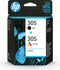 HP 305 2er-Pack Cyan/Magenta/Gelb/Schwarz Original Druckerpatrone, Standardertrag, Schwarz, Cyan, Magenta, Gelb, Tinte auf Farbstoffbasis, Tinte auf Pigmentbasis, 2 Stück(e), 120 Seiten